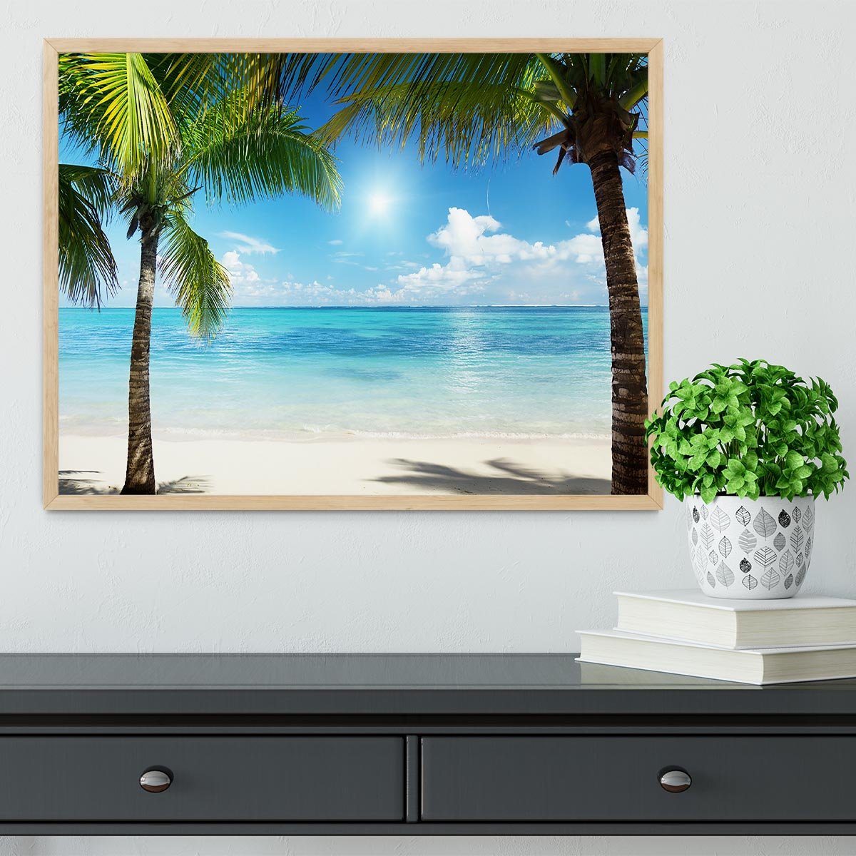 palms and beach Framed Print - Canvas Art Rocks - 4