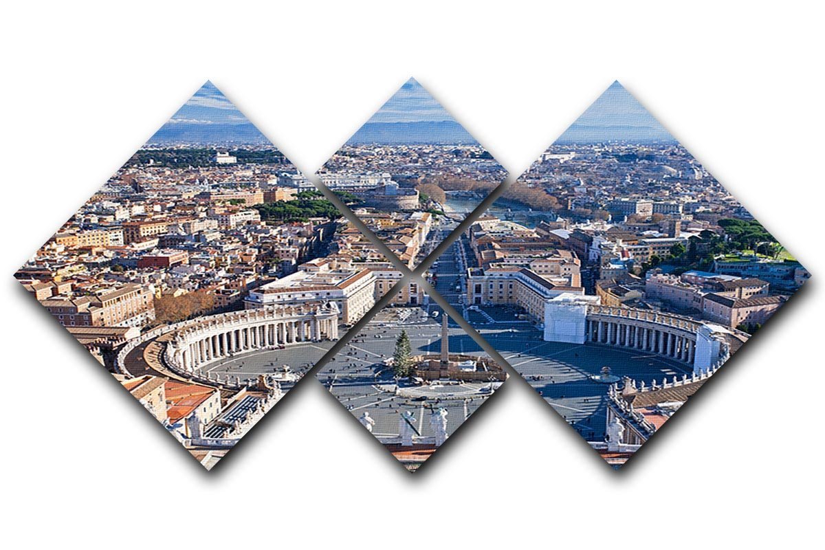 panorama of St.Peter Square 4 Square Multi Panel Canvas  - Canvas Art Rocks - 1