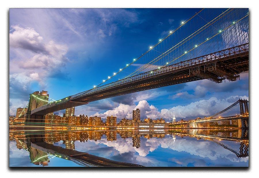 panoramic sunset with Brooklyn and Manhattan Bridge Canvas Print or Poster  - Canvas Art Rocks - 1