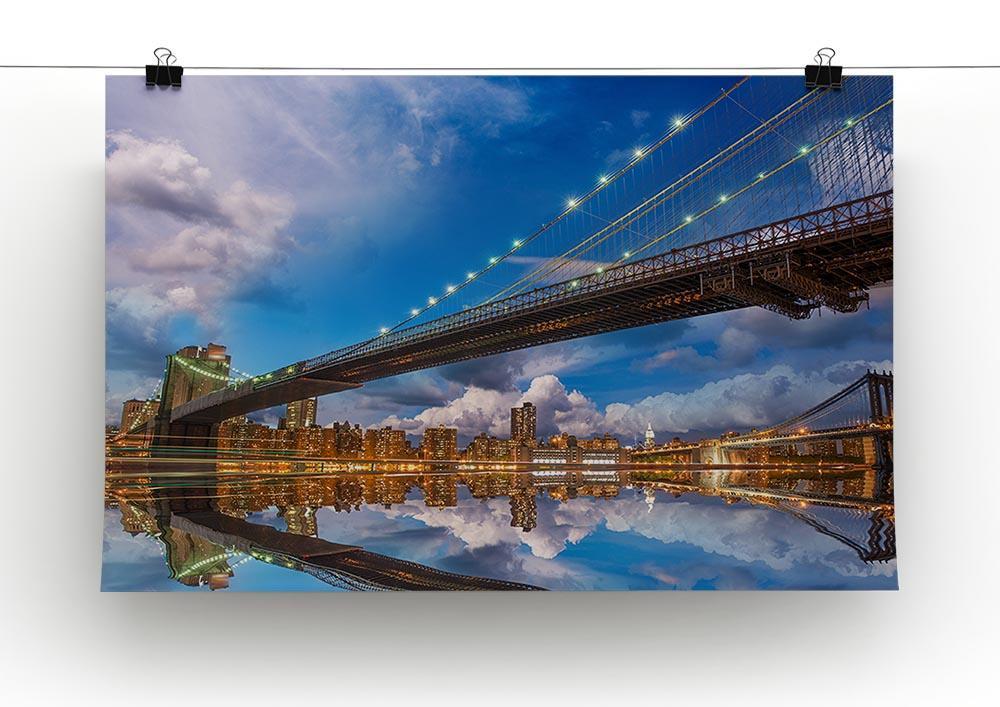 panoramic sunset with Brooklyn and Manhattan Bridge Canvas Print or Poster - Canvas Art Rocks - 2