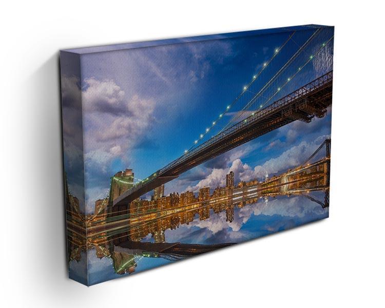 panoramic sunset with Brooklyn and Manhattan Bridge Canvas Print or Poster - Canvas Art Rocks - 3