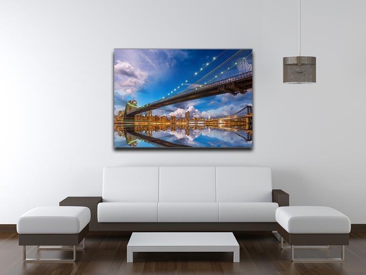 panoramic sunset with Brooklyn and Manhattan Bridge Canvas Print or Poster - Canvas Art Rocks - 4