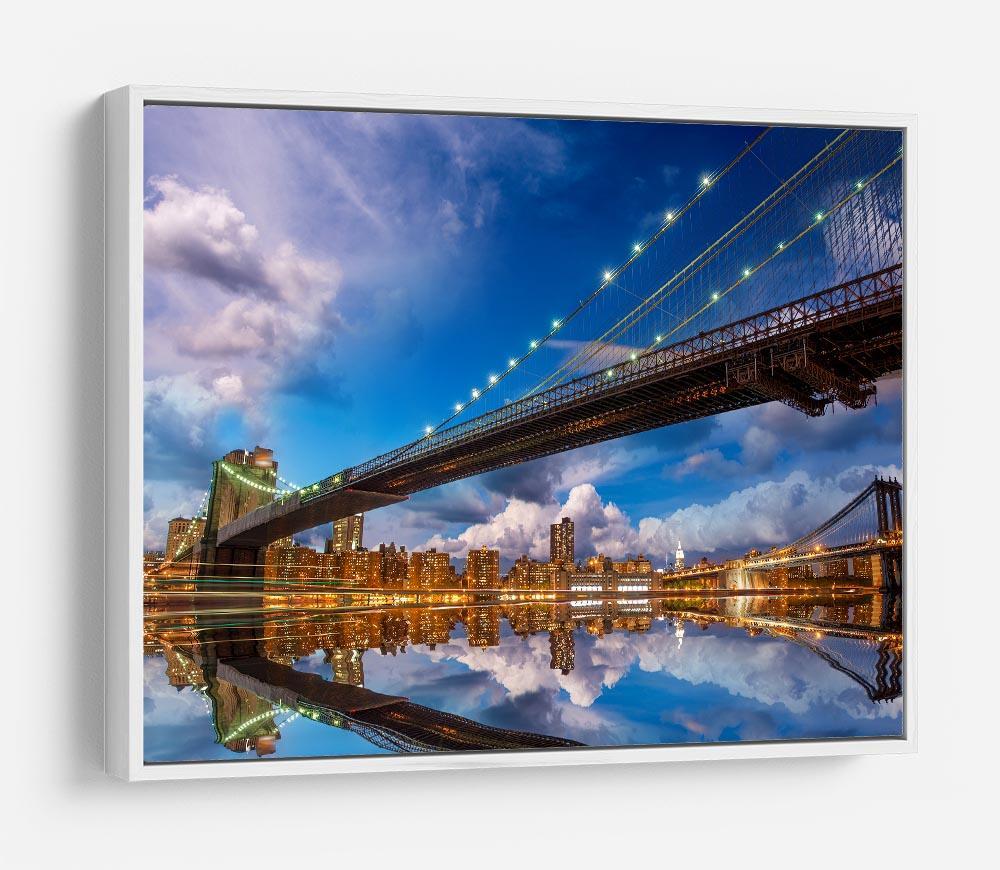 panoramic sunset with Brooklyn and Manhattan Bridge HD Metal Print