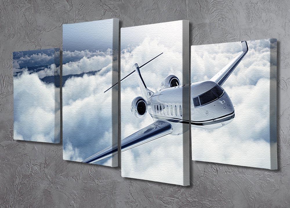 private jet flying over the earth 4 Split Panel Canvas  - Canvas Art Rocks - 2