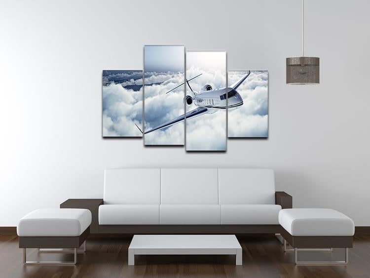 private jet flying over the earth 4 Split Panel Canvas  - Canvas Art Rocks - 3