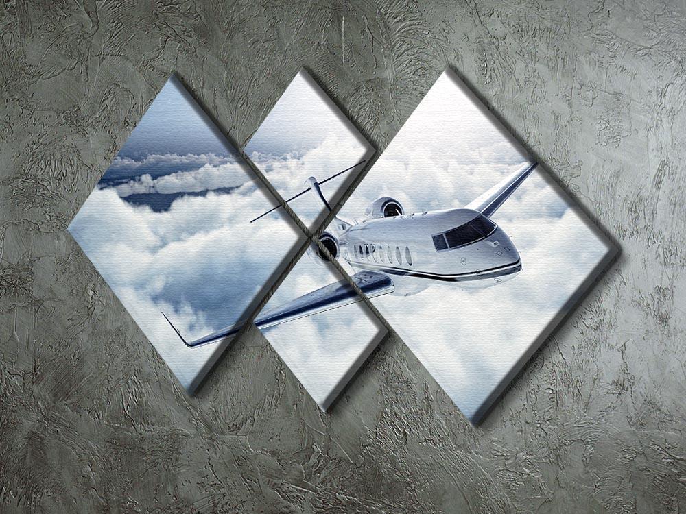 private jet flying over the earth 4 Square Multi Panel Canvas  - Canvas Art Rocks - 2