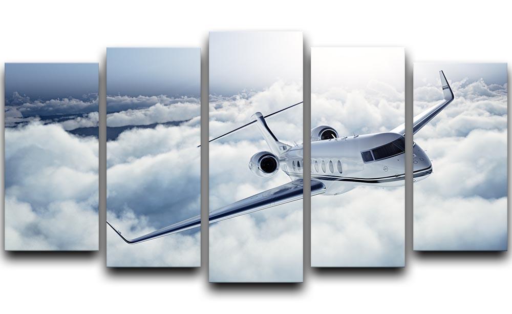 private jet flying over the earth 5 Split Panel Canvas  - Canvas Art Rocks - 1
