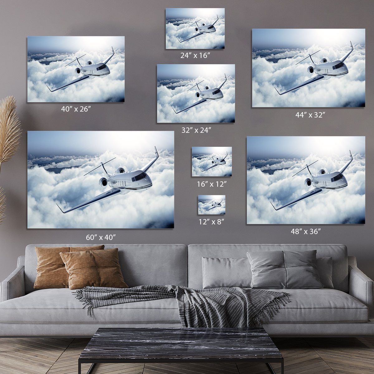 private jet flying over the earth Canvas Print or Poster