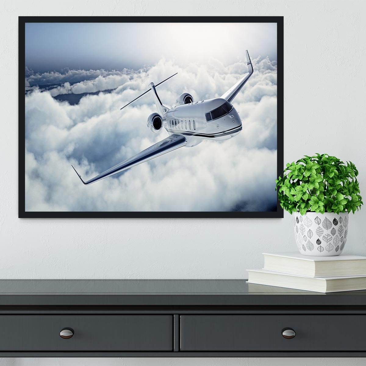 private jet flying over the earth Framed Print - Canvas Art Rocks - 2