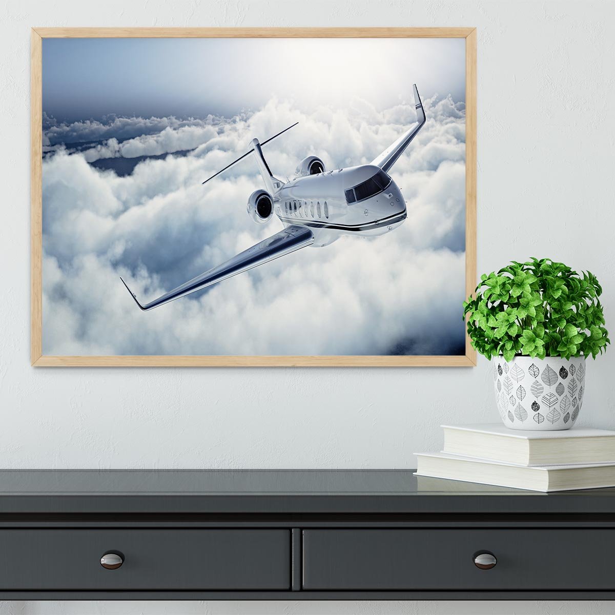 private jet flying over the earth Framed Print - Canvas Art Rocks - 4