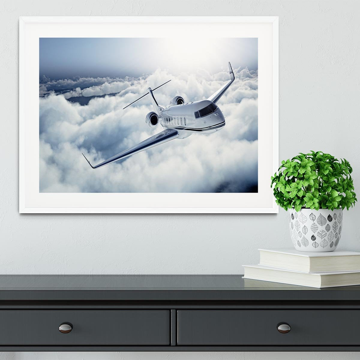 private jet flying over the earth Framed Print - Canvas Art Rocks - 5