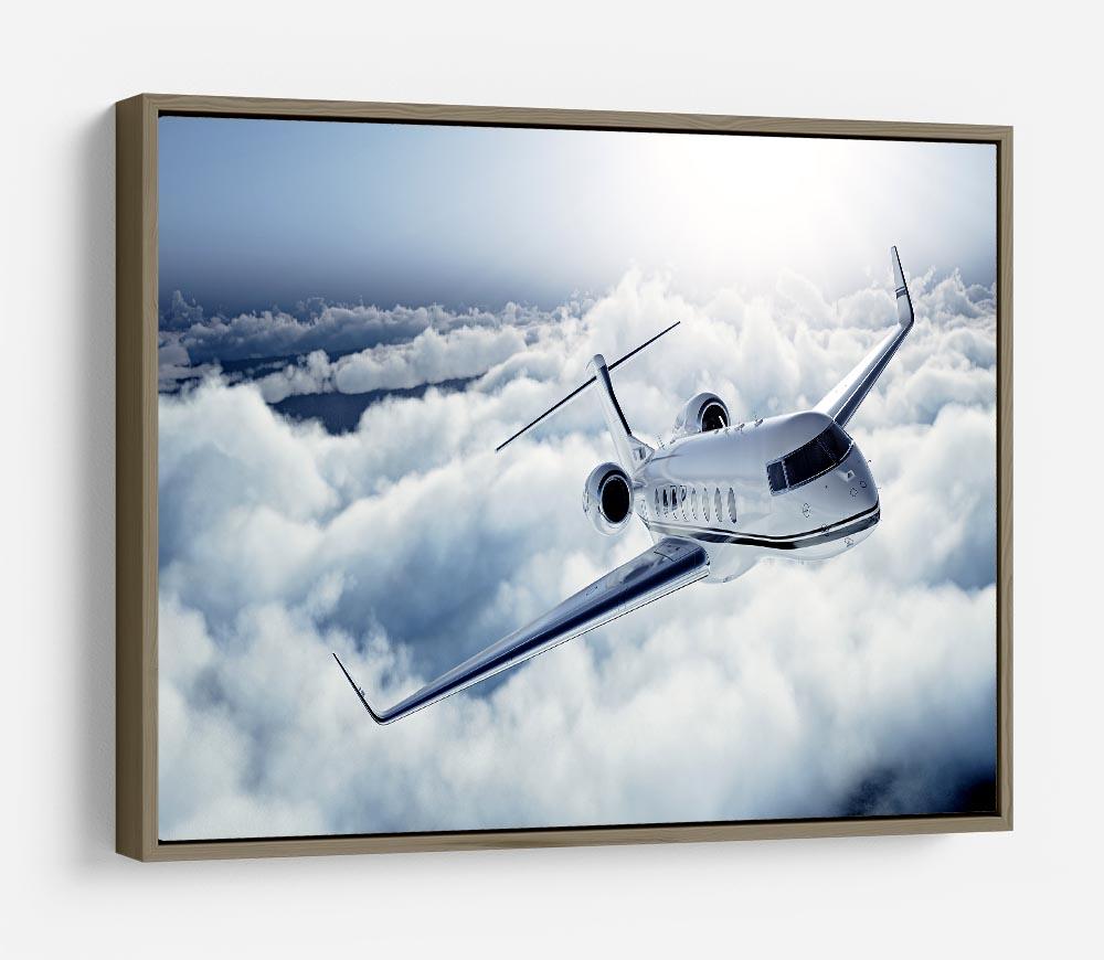 private jet flying over the earth HD Metal Print