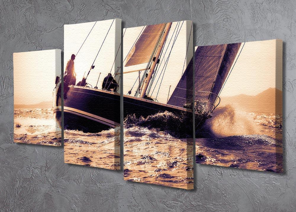 sail boat sailing on sunset 4 Split Panel Canvas  - Canvas Art Rocks - 2