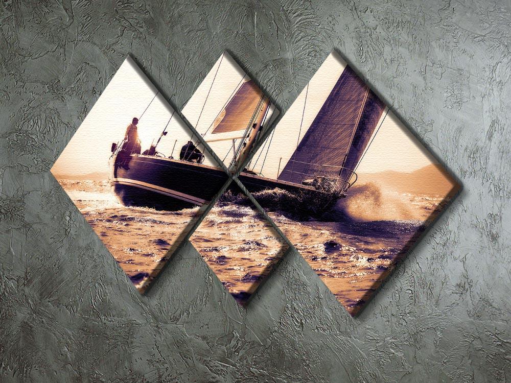sail boat sailing on sunset 4 Square Multi Panel Canvas  - Canvas Art Rocks - 2