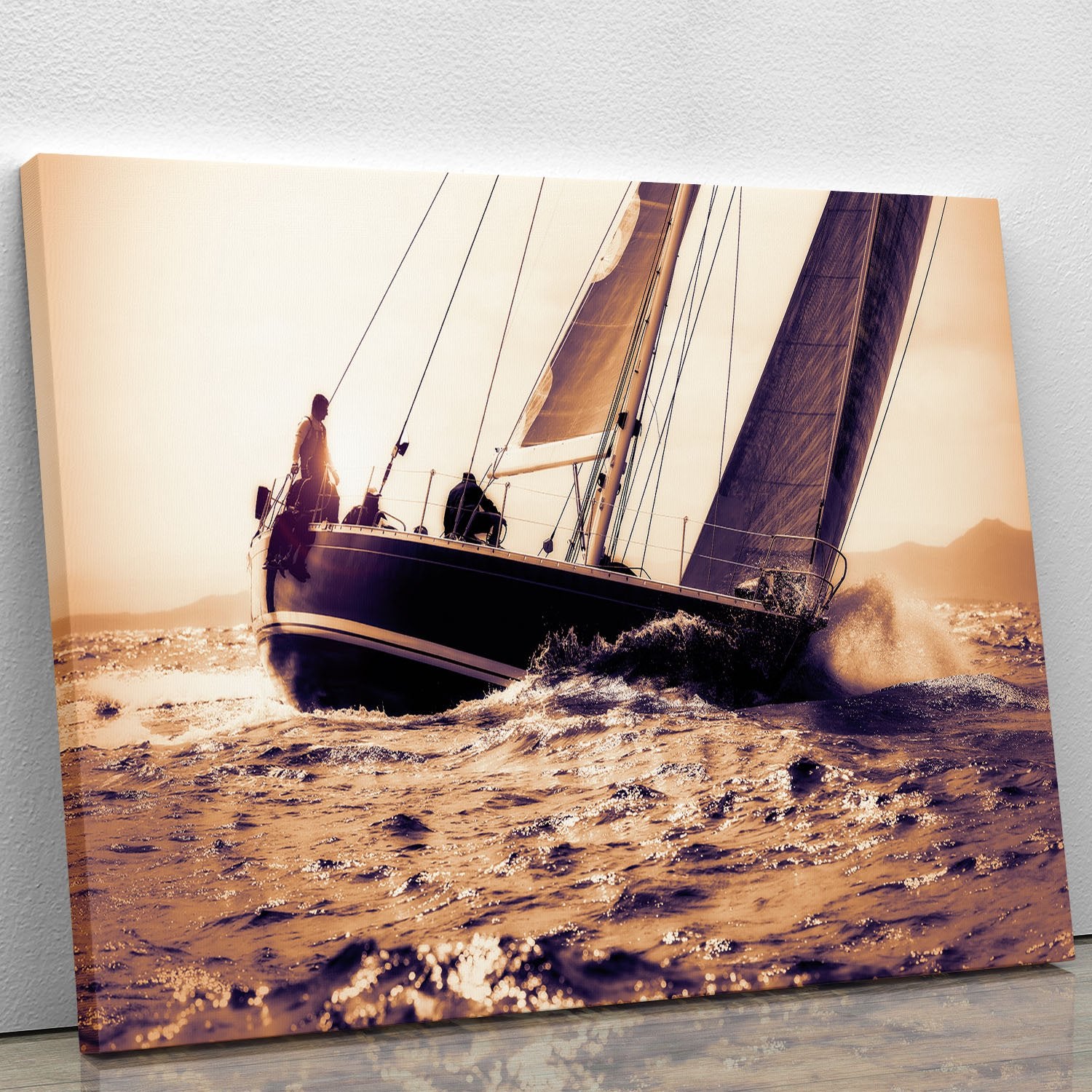 sail boat sailing on sunset Canvas Print or Poster