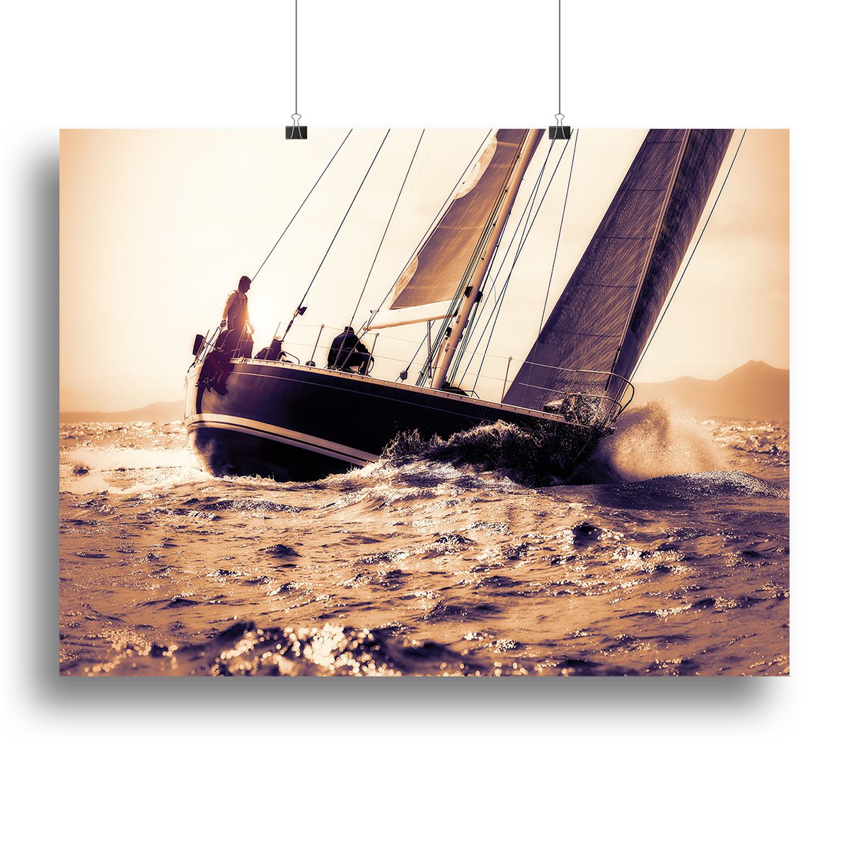 sail boat sailing on sunset Canvas Print or Poster