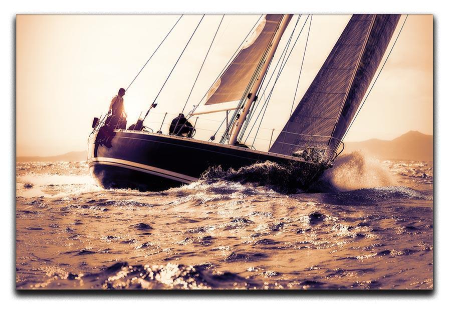 sail boat sailing on sunset Canvas Print or Poster  - Canvas Art Rocks - 1