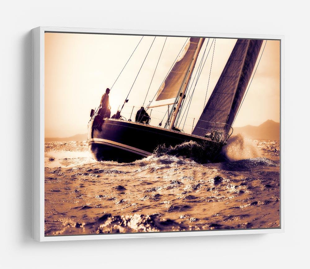 sail boat sailing on sunset HD Metal Print