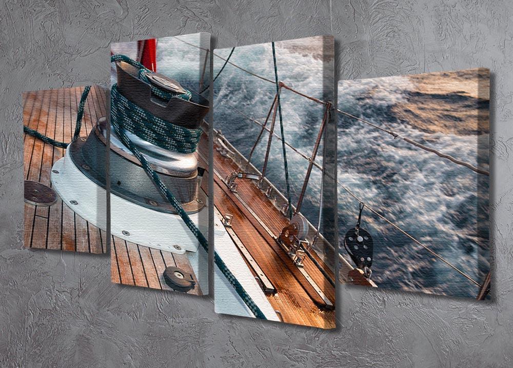 sail boat under the storm 4 Split Panel Canvas  - Canvas Art Rocks - 2
