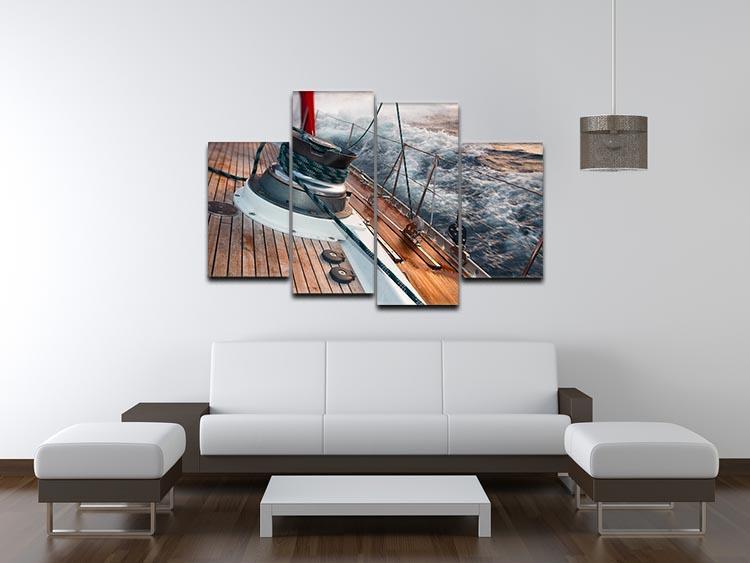 sail boat under the storm 4 Split Panel Canvas  - Canvas Art Rocks - 3