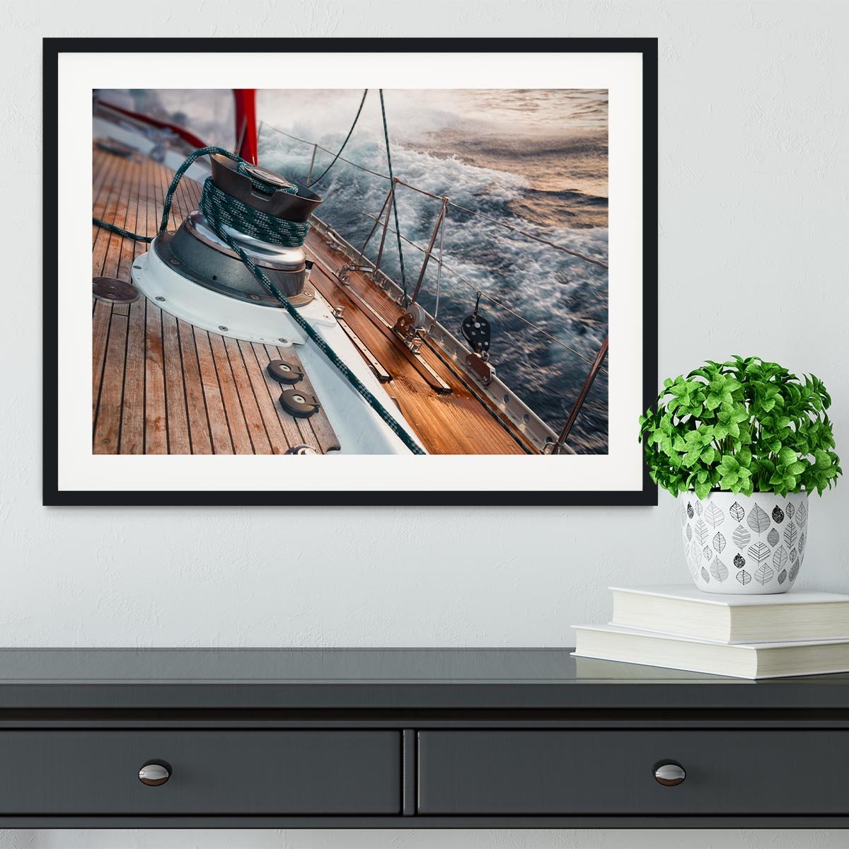 sail boat under the storm Framed Print - Canvas Art Rocks - 1