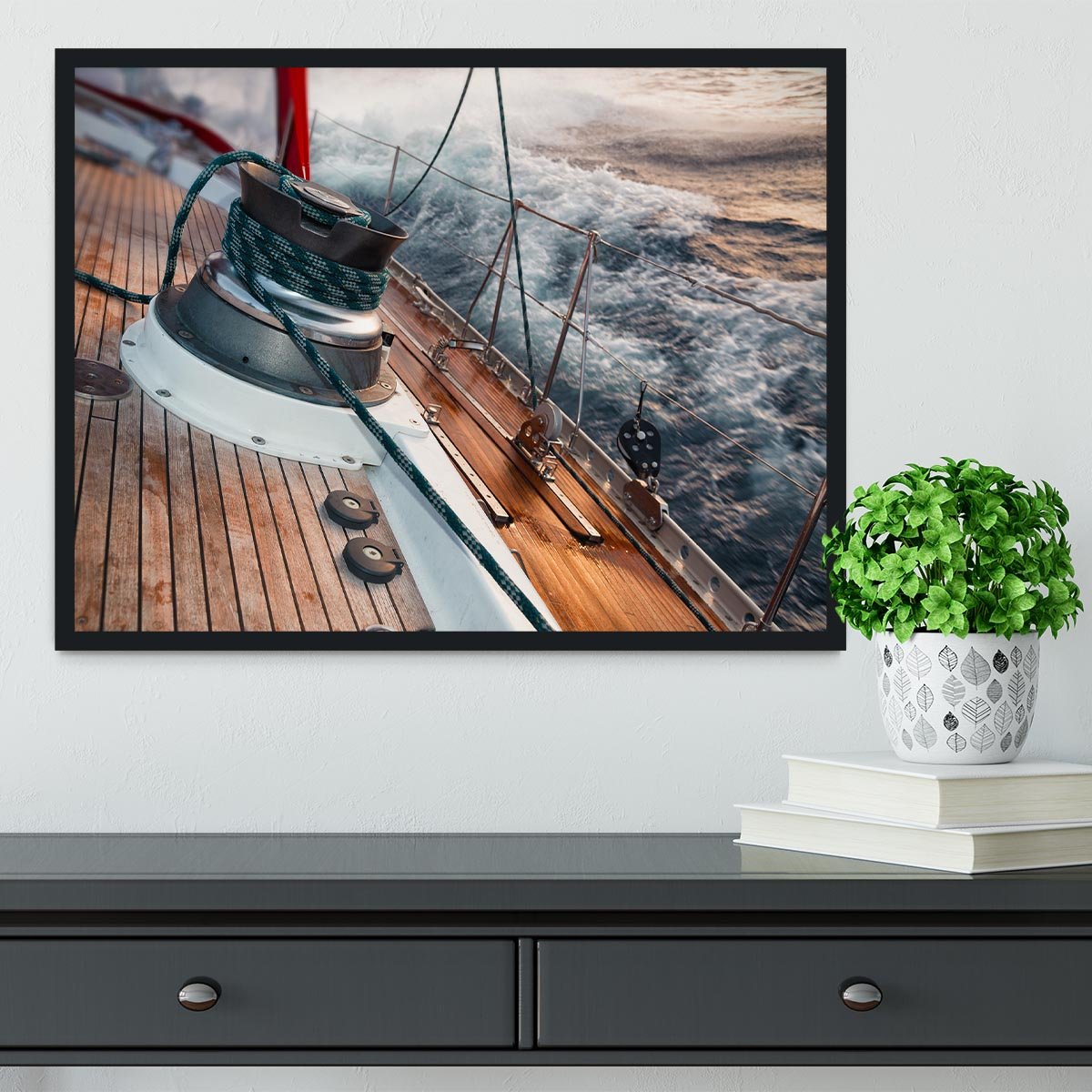 sail boat under the storm Framed Print - Canvas Art Rocks - 2