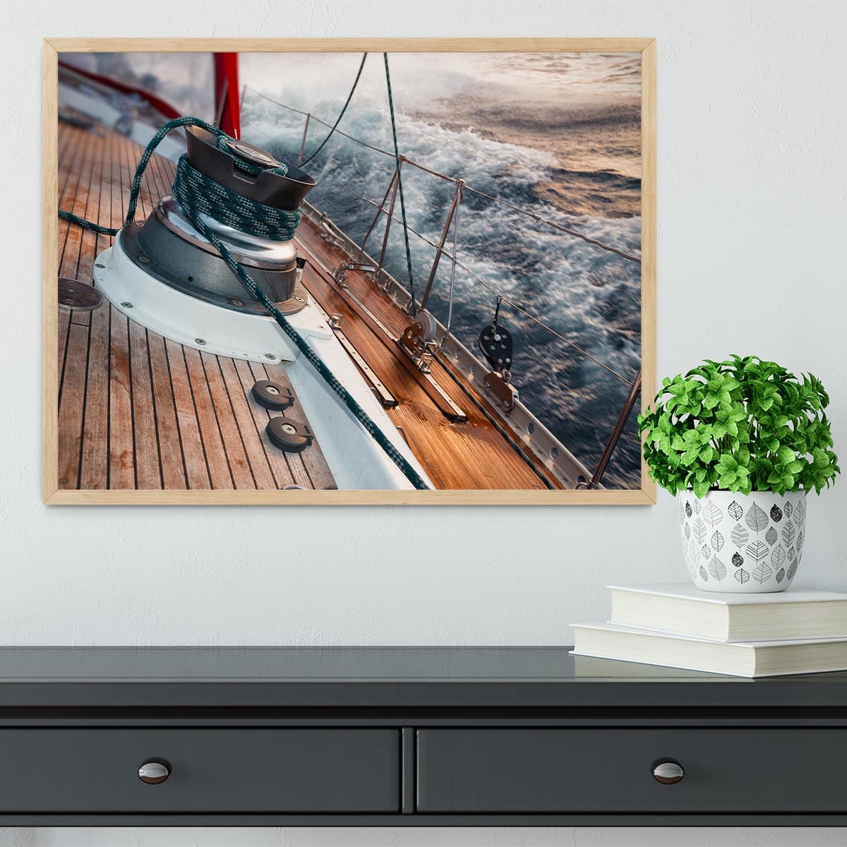 sail boat under the storm Framed Print - Canvas Art Rocks - 4