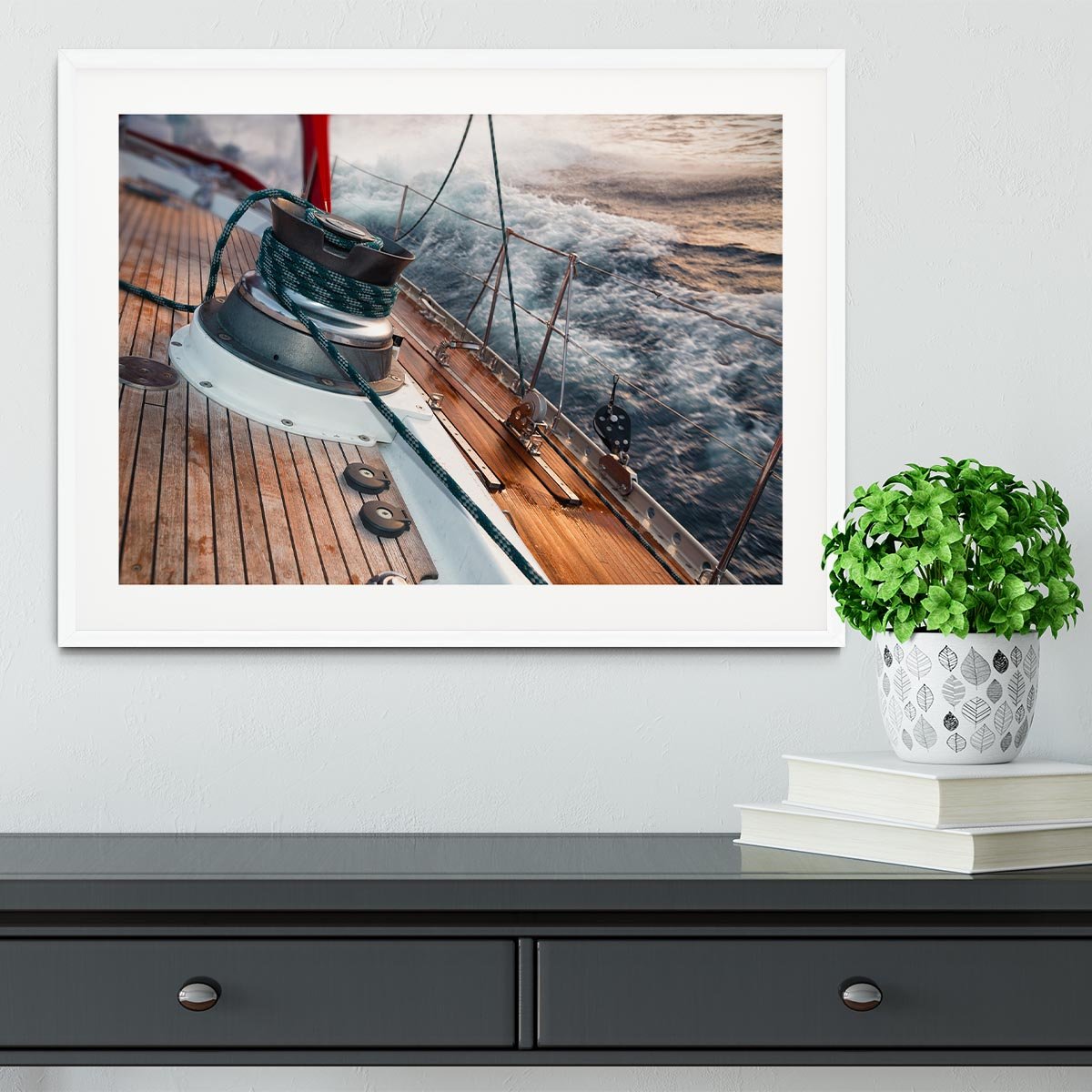 sail boat under the storm Framed Print - Canvas Art Rocks - 5
