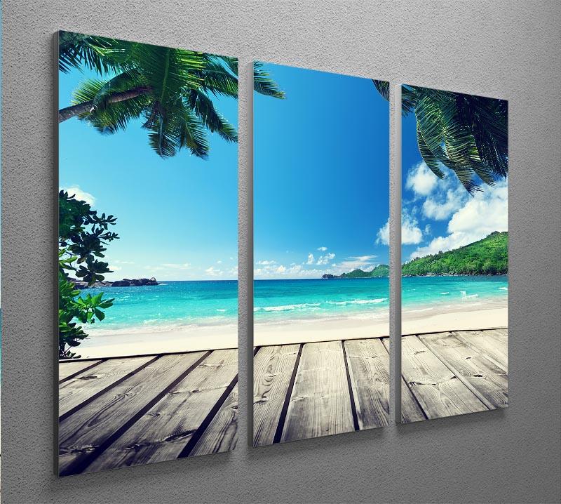 seychelles beach and wooden pier 3 Split Panel Canvas Print - Canvas Art Rocks - 2