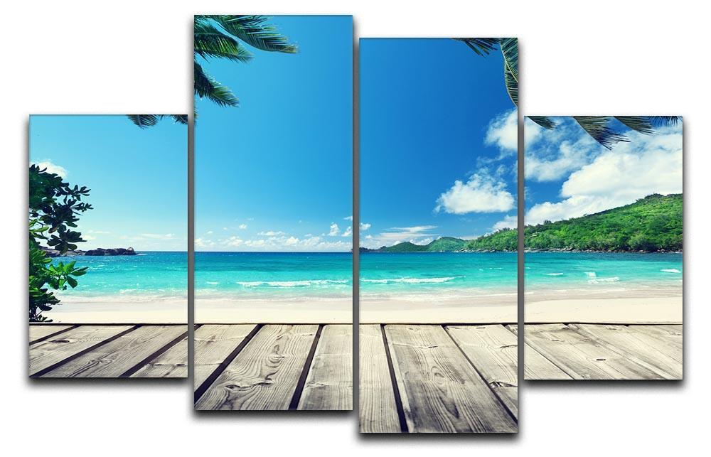 seychelles beach and wooden pier 4 Split Panel Canvas - Canvas Art Rocks - 1