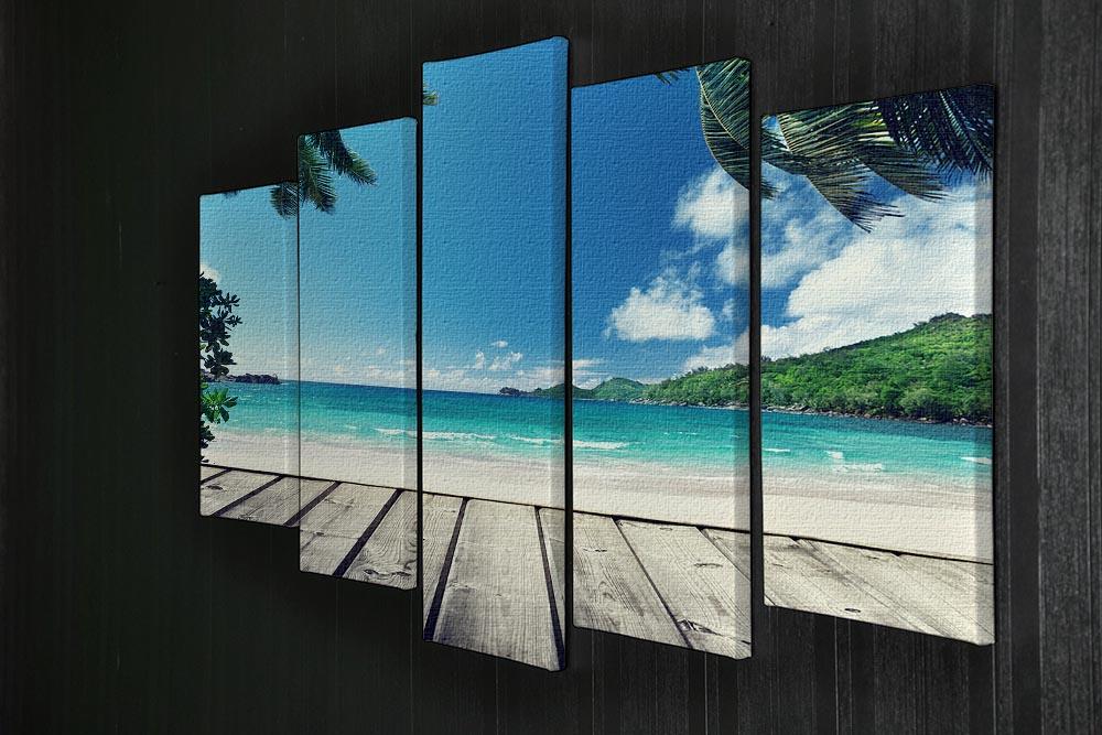 seychelles beach and wooden pier 5 Split Panel Canvas - Canvas Art Rocks - 2