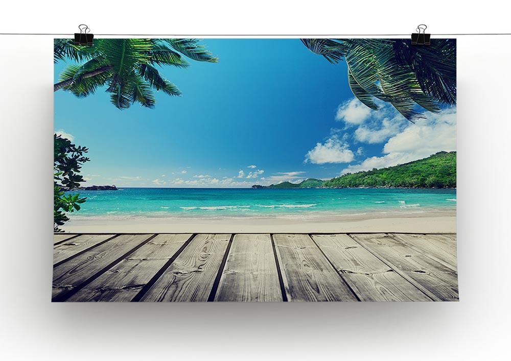 seychelles beach and wooden pier Canvas Print or Poster - Canvas Art Rocks - 2