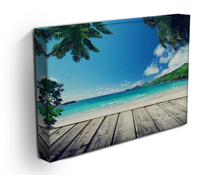 seychelles beach and wooden pier Canvas Print or Poster - Canvas Art Rocks - 3