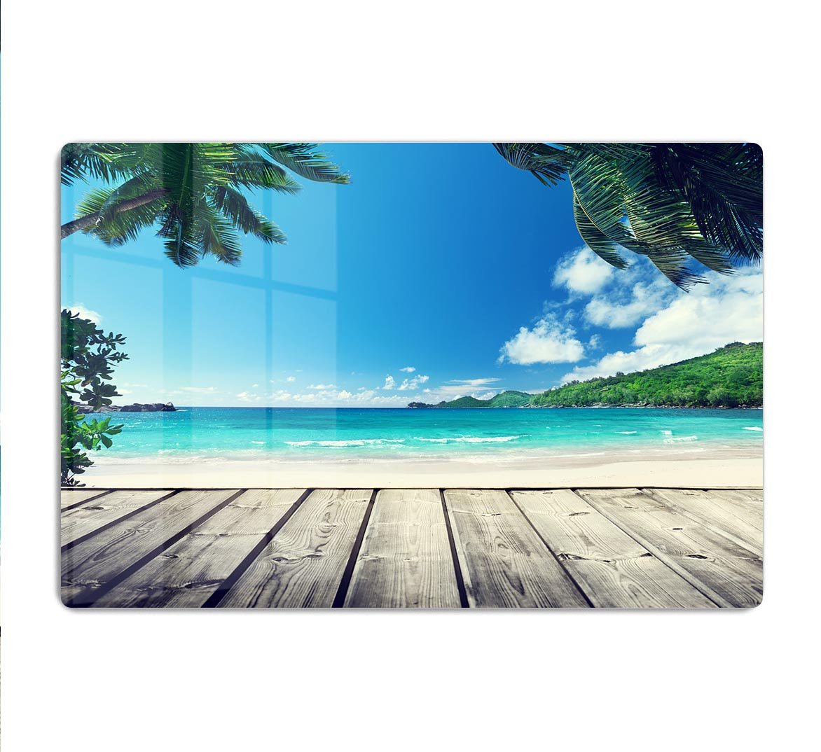 seychelles beach and wooden pier HD Metal Print - Canvas Art Rocks - 1