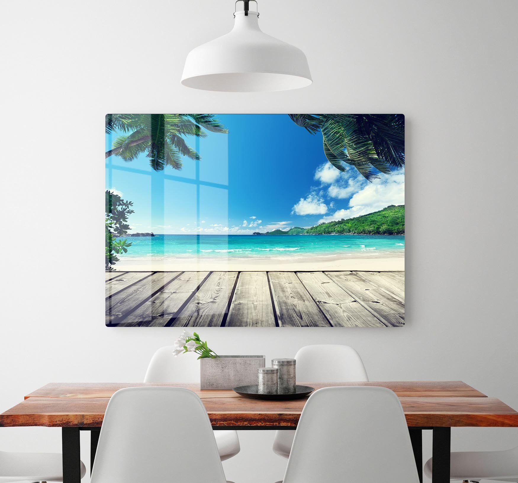 seychelles beach and wooden pier HD Metal Print - Canvas Art Rocks - 2