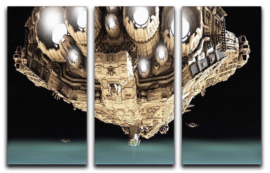 ships in low orbit over a planet 3 Split Panel Canvas Print - Canvas Art Rocks - 1