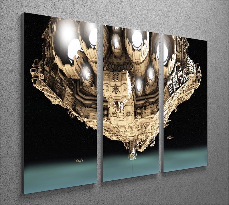 ships in low orbit over a planet 3 Split Panel Canvas Print - Canvas Art Rocks - 2