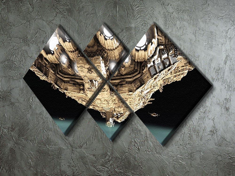 ships in low orbit over a planet 4 Square Multi Panel Canvas - Canvas Art Rocks - 2