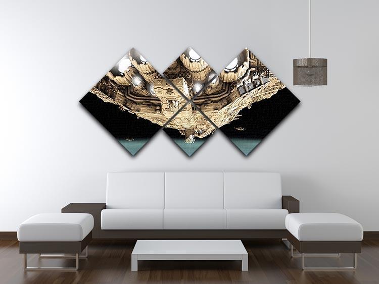 ships in low orbit over a planet 4 Square Multi Panel Canvas - Canvas Art Rocks - 3