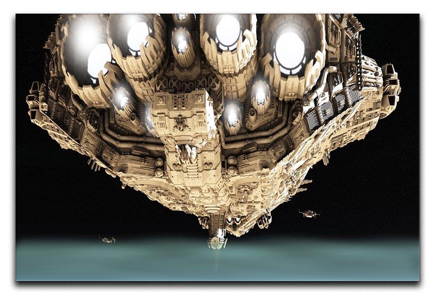 ships in low orbit over a planet Canvas Print or Poster  - Canvas Art Rocks - 1
