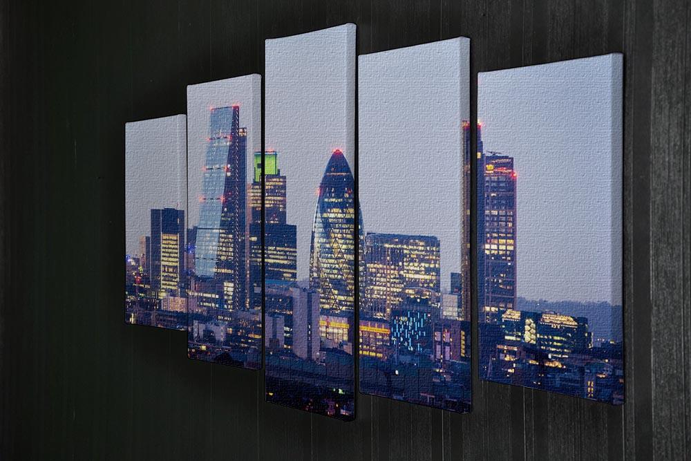 skyline from Greenwich 5 Split Panel Canvas  - Canvas Art Rocks - 2