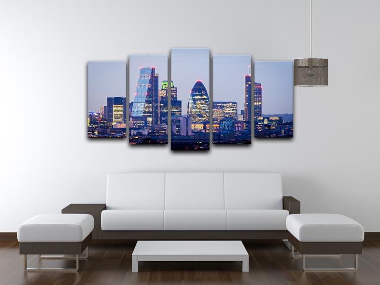 skyline from Greenwich 5 Split Panel Canvas  - Canvas Art Rocks - 3