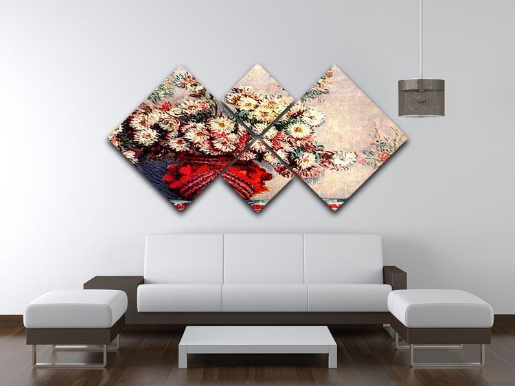 still life chrysanthemums 4 Square Multi Panel Canvas - Canvas Art Rocks - 3