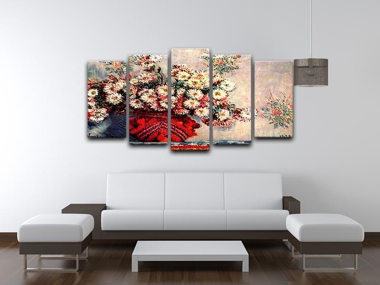 still life chrysanthemums 5 Split Panel Canvas - Canvas Art Rocks - 3