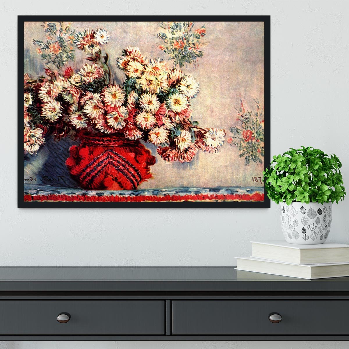still life chrysanthemums Framed Print - Canvas Art Rocks - 2
