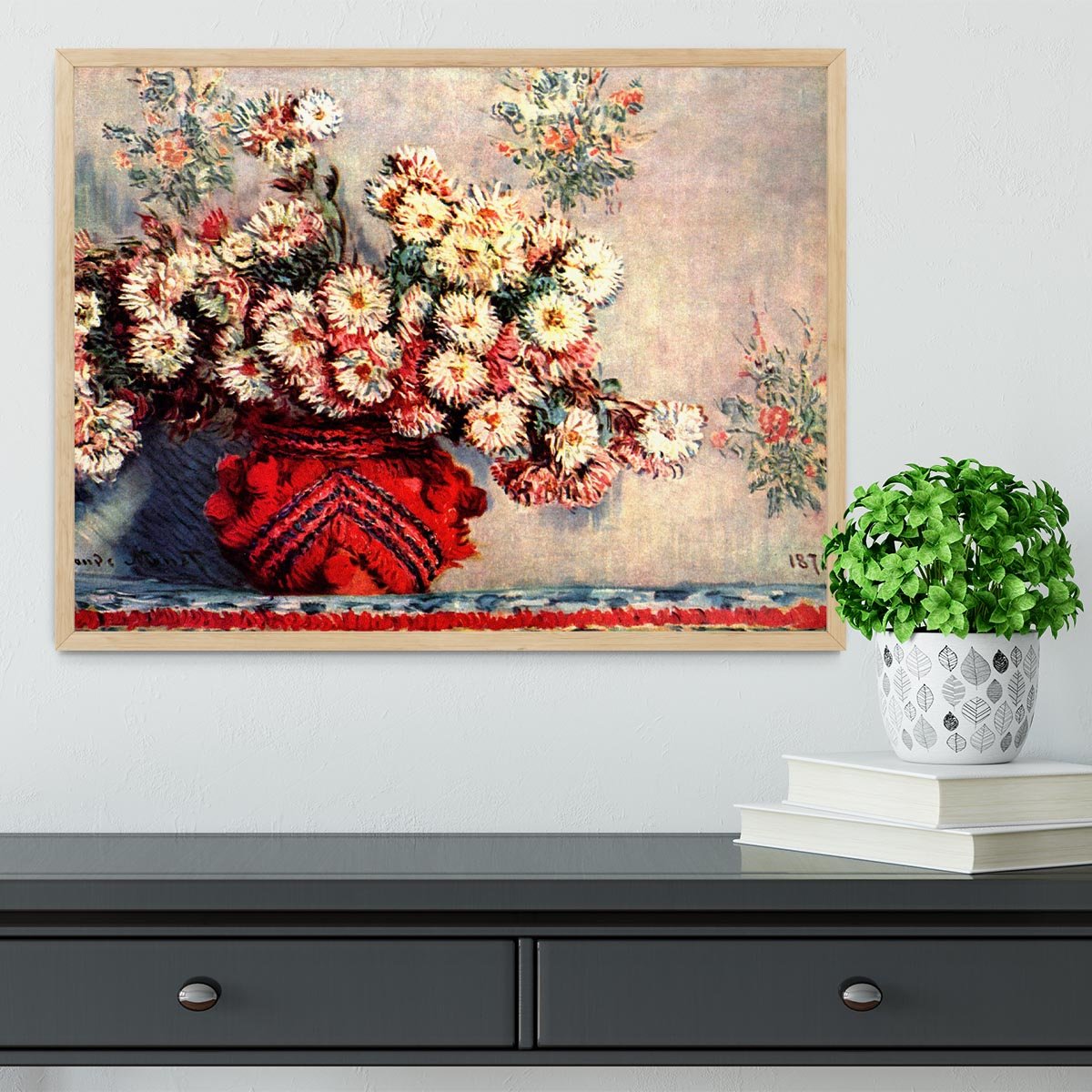 still life chrysanthemums Framed Print - Canvas Art Rocks - 4