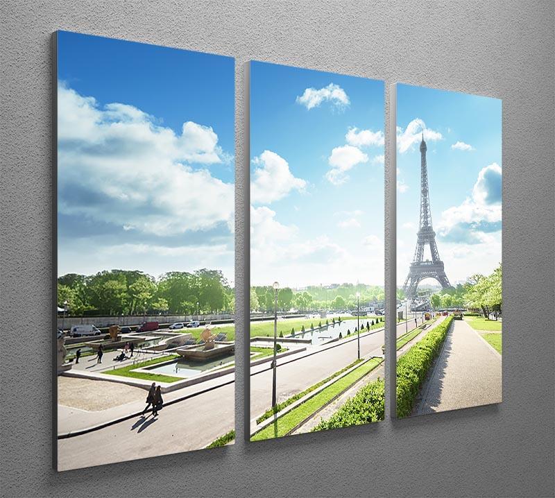 sunny morning and Eiffel Towe 3 Split Panel Canvas Print - Canvas Art Rocks - 2