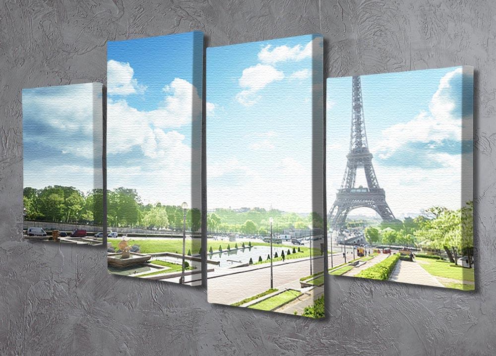sunny morning and Eiffel Towe 4 Split Panel Canvas  - Canvas Art Rocks - 2