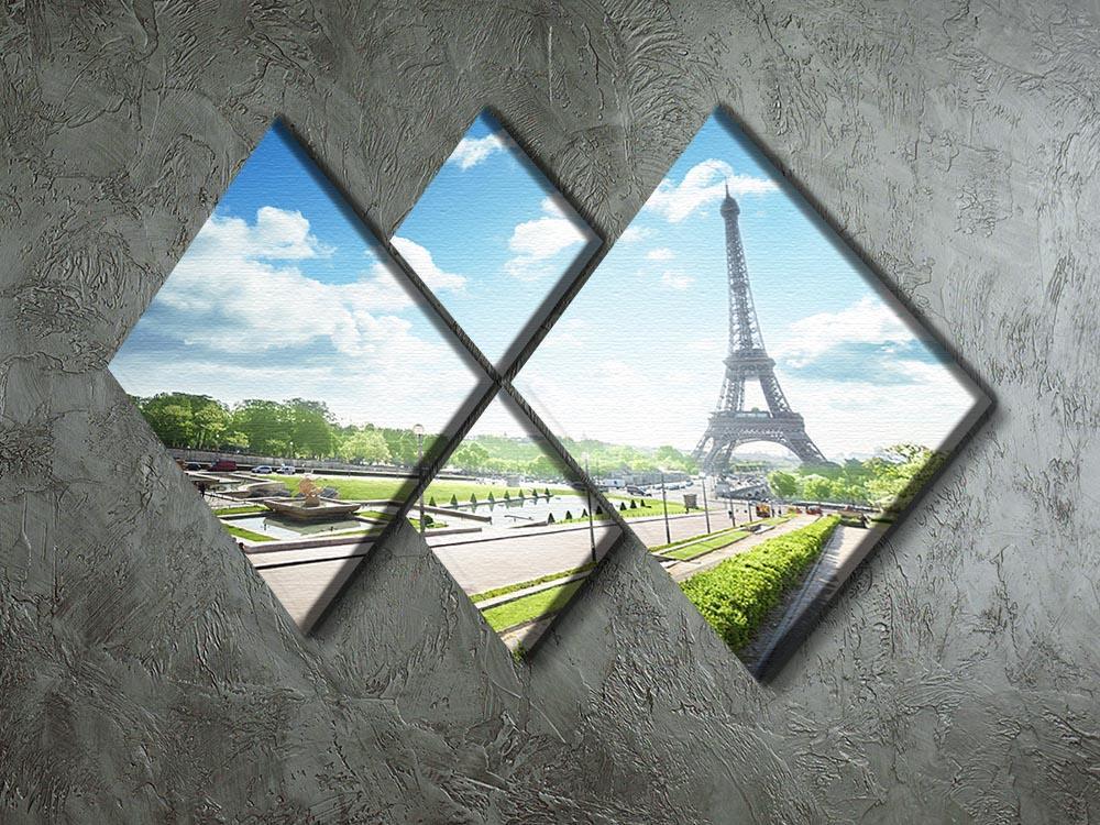 sunny morning and Eiffel Towe 4 Square Multi Panel Canvas  - Canvas Art Rocks - 2