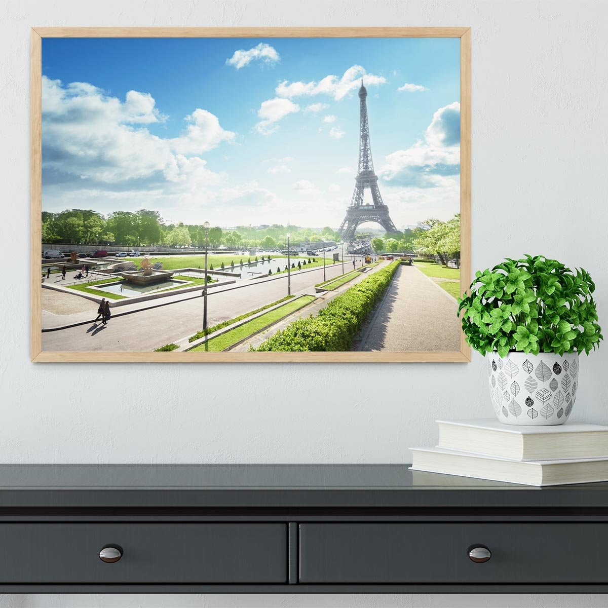 sunny morning and Eiffel Towe Framed Print - Canvas Art Rocks - 4